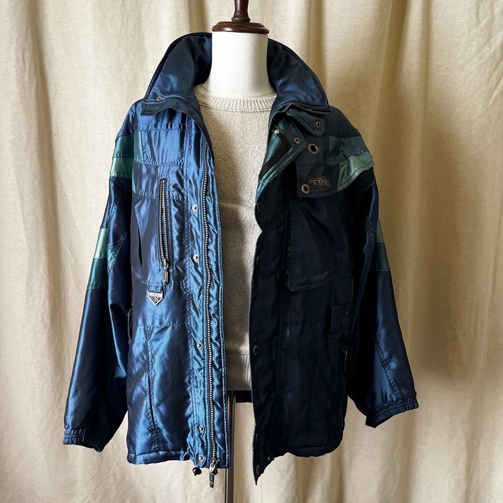 Vintage 1990s Spyder Ski Jacket Blue Teal Colorblock Men's XL Thinsulate - Picture 12 of 12